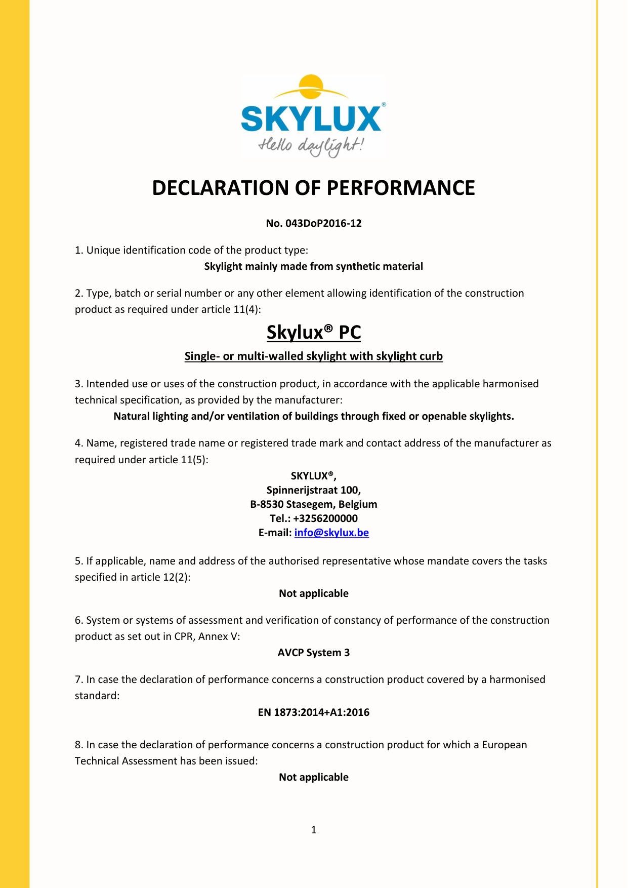 DOP (Declaration of Performance)