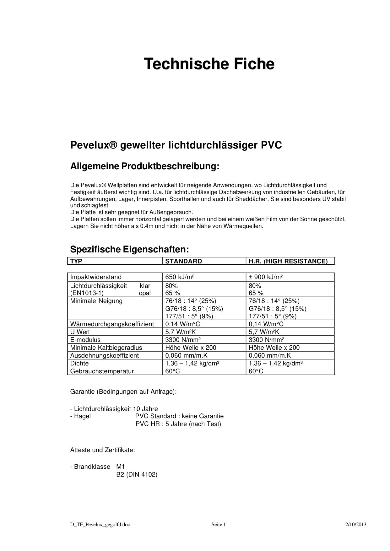 Technisch Dossier Kunststofplaten - Skylux