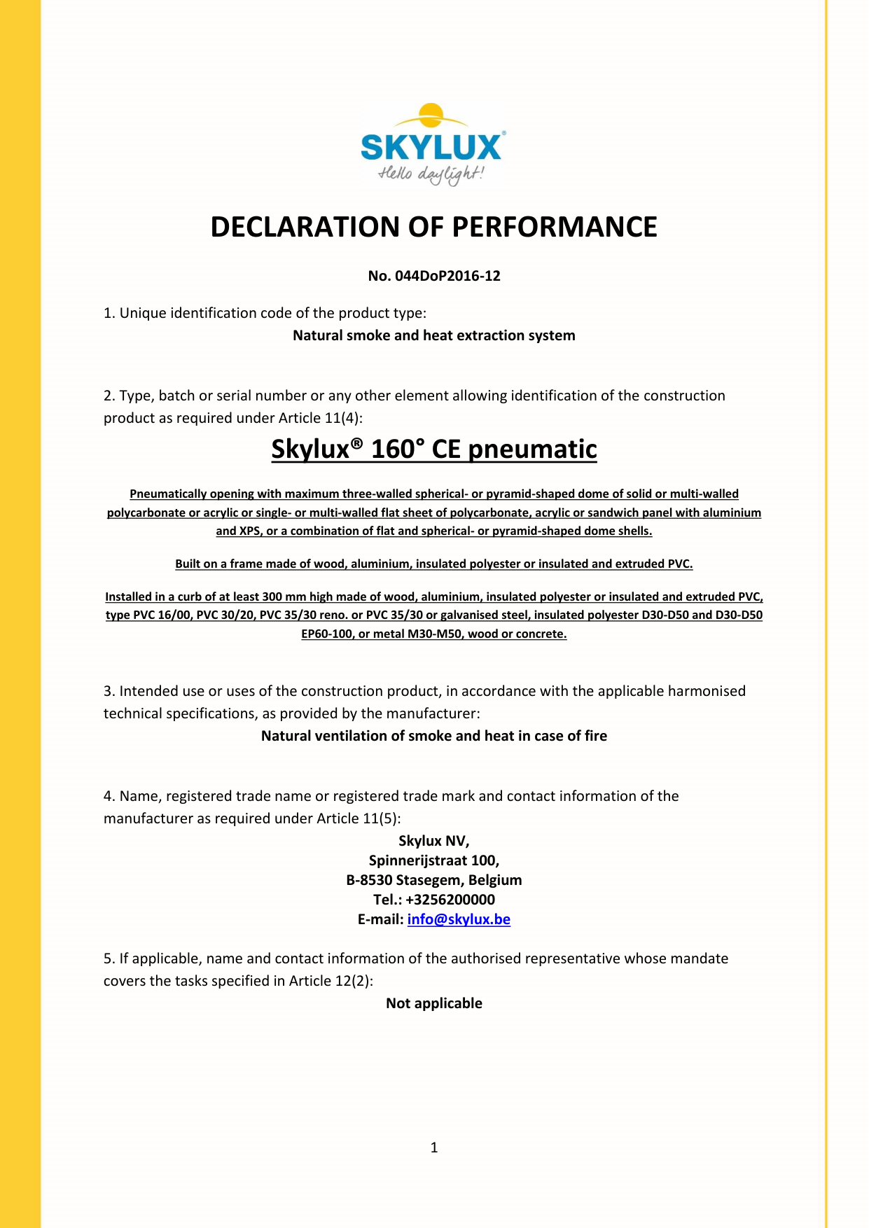 DOP (Declaration of Performance) - Skylux