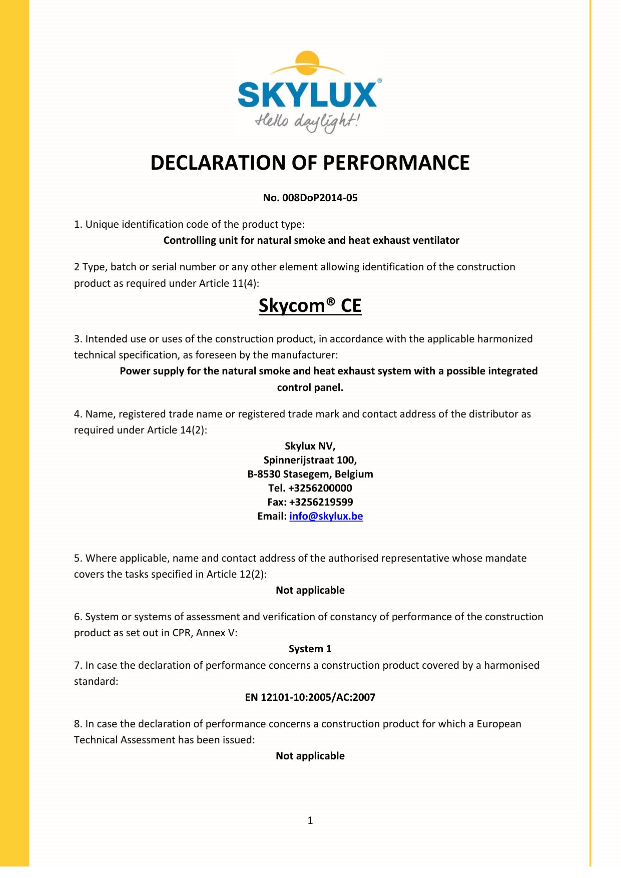 DOP (Declaration of Performance) - Skylux