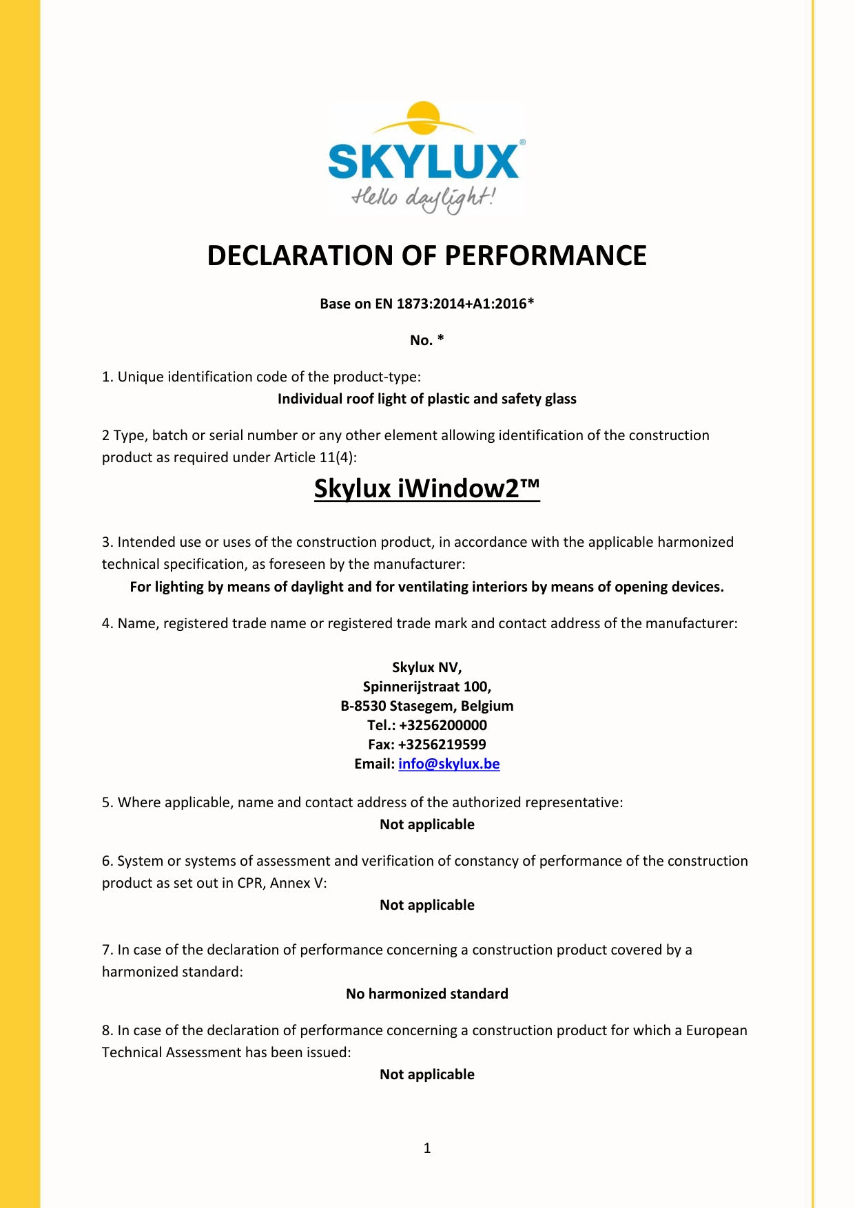 DOP (Declaration of Performance) - Skylux