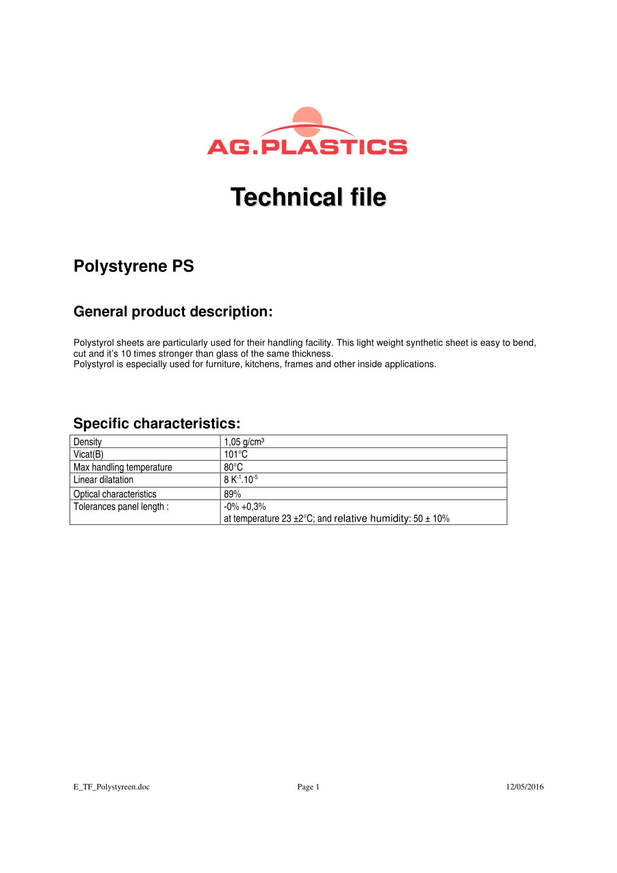 Technisch Dossier Kunststofplaten - Skylux