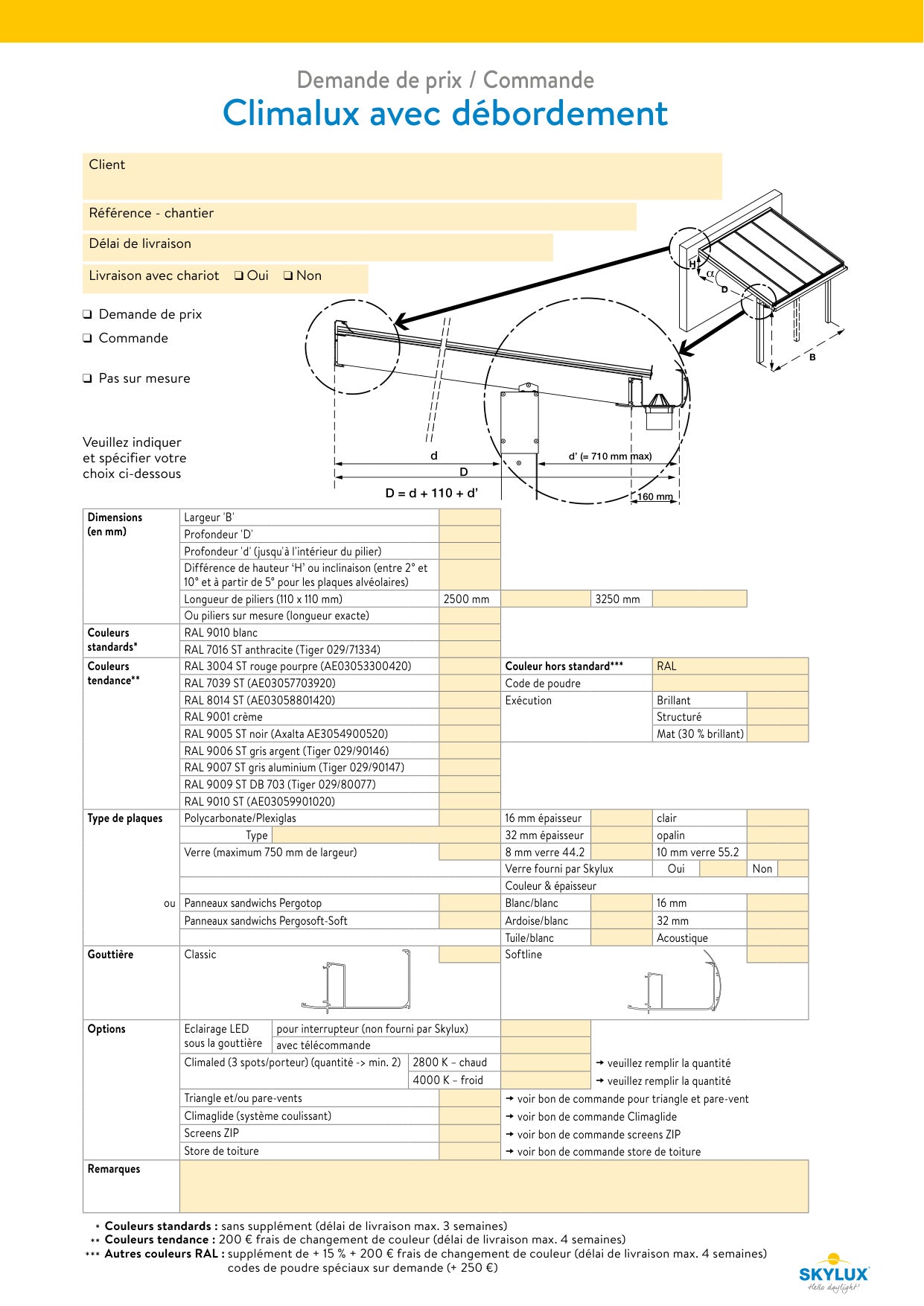 Bestelformulieren Verandaprofielen - Skylux