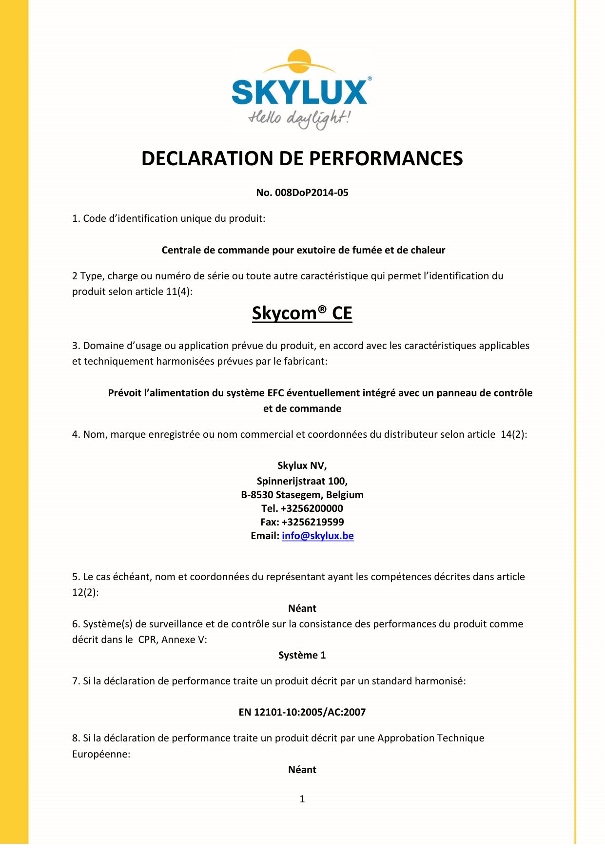 DOP (Declaration of Performance) - Skylux
