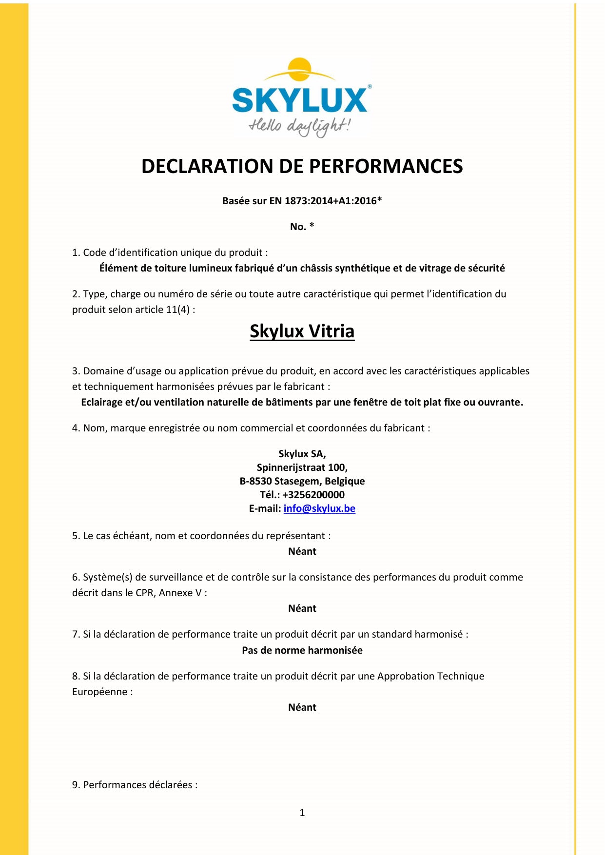DOP (Declaration of Performance) - Skylux