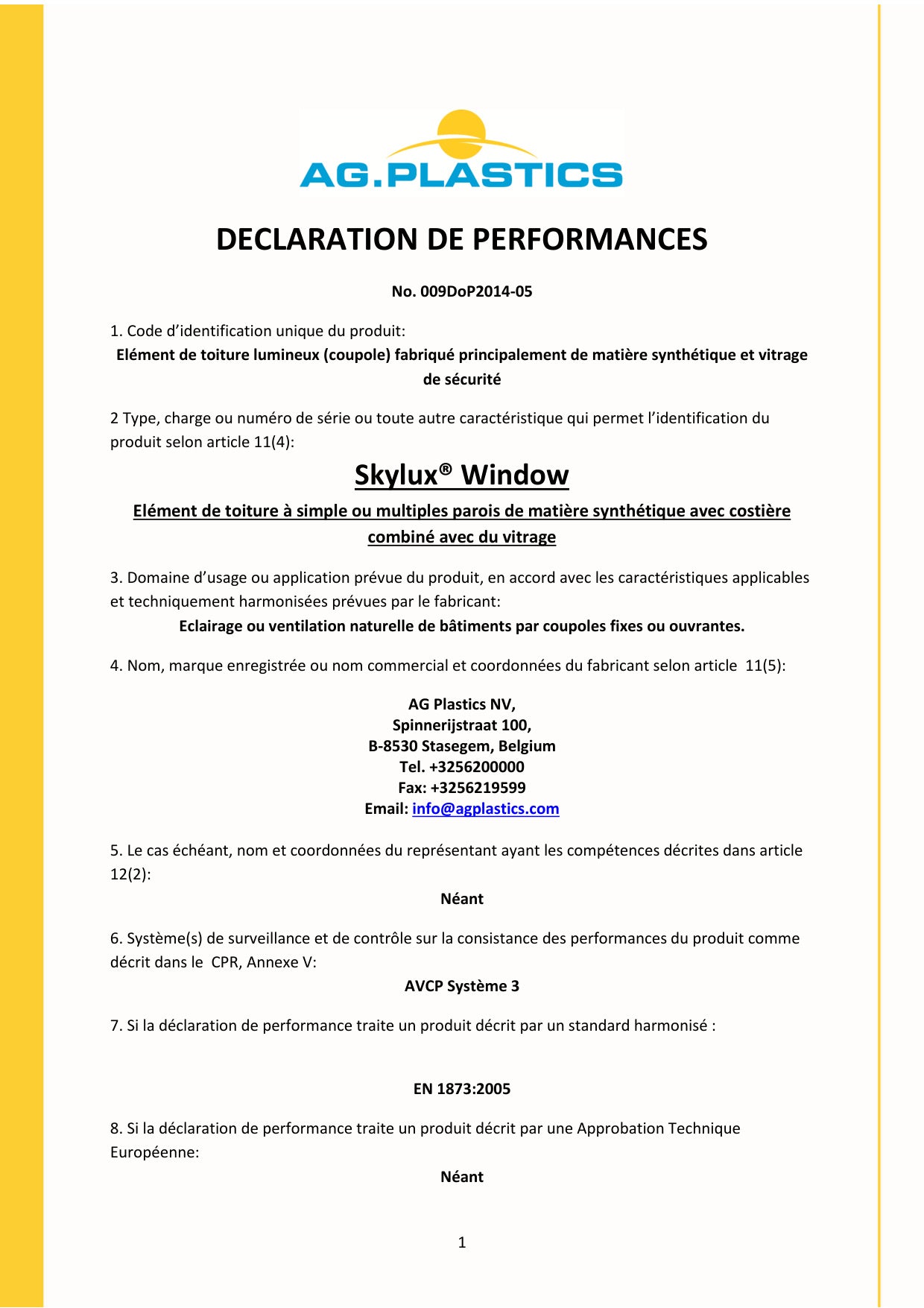 DOP (Declaration of Performance) - Skylux