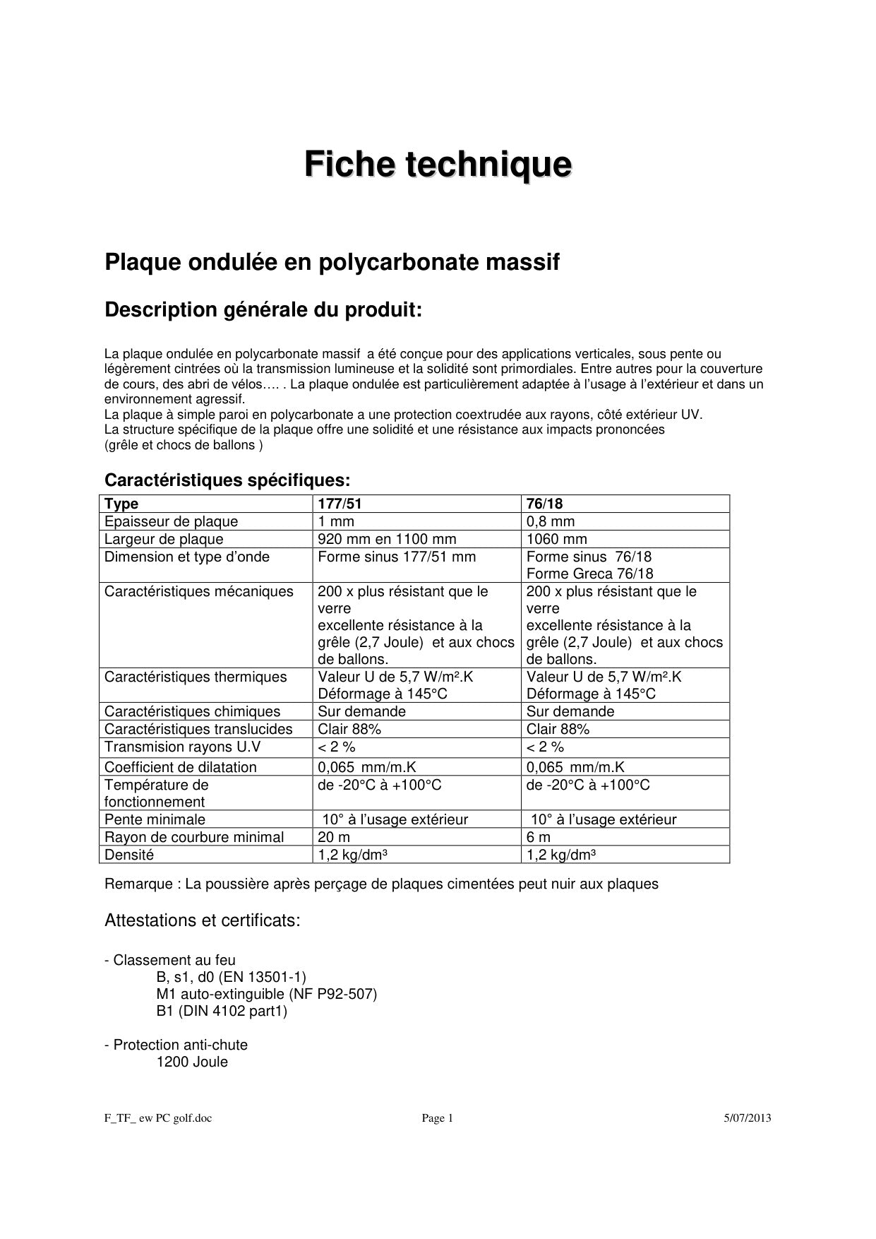 Technisch Dossier Kunststofplaten - Skylux