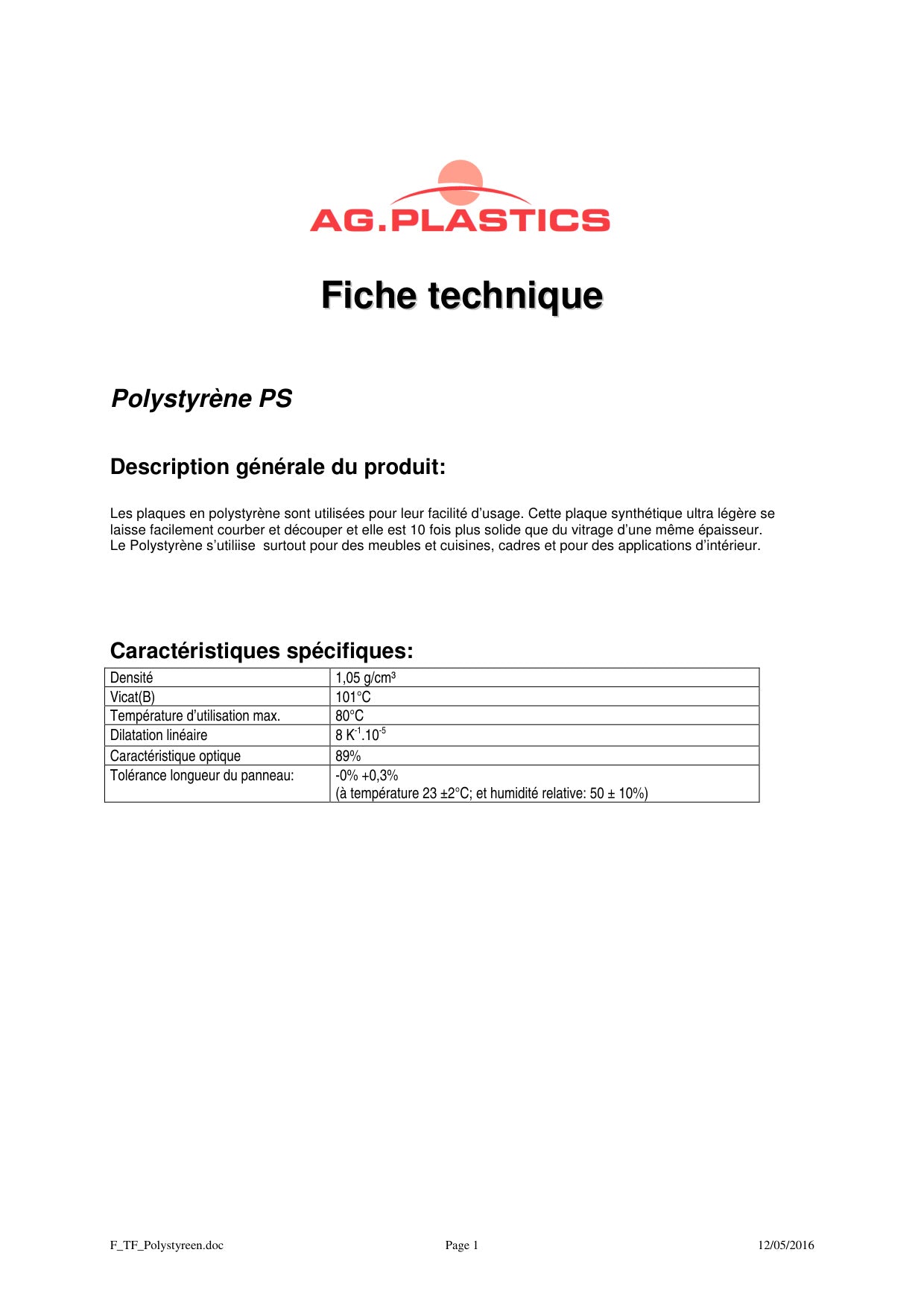 Technisch Dossier Kunststofplaten - Skylux