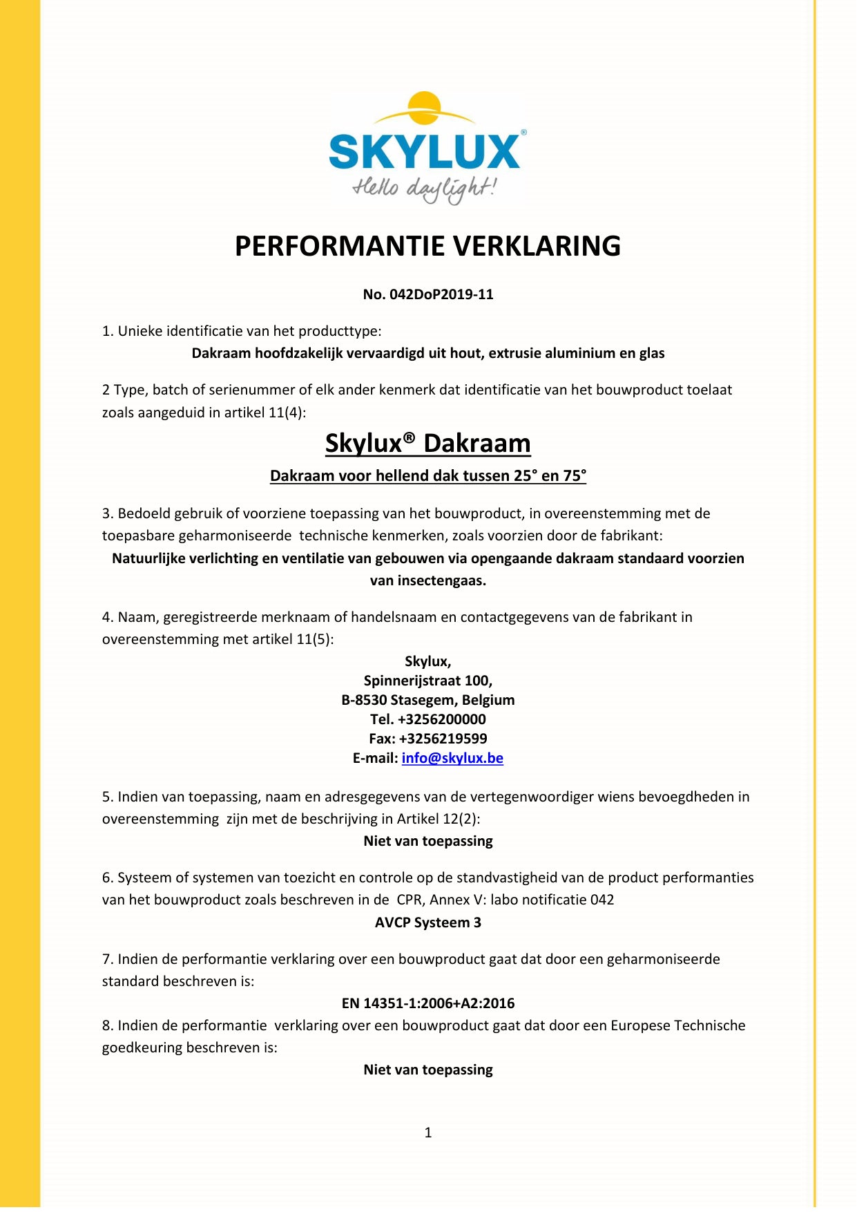 DOP (Declaration of Performance) - Skylux