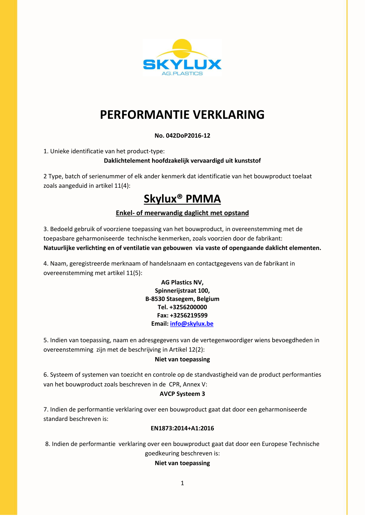DOP (Declaration of Performance) - Skylux