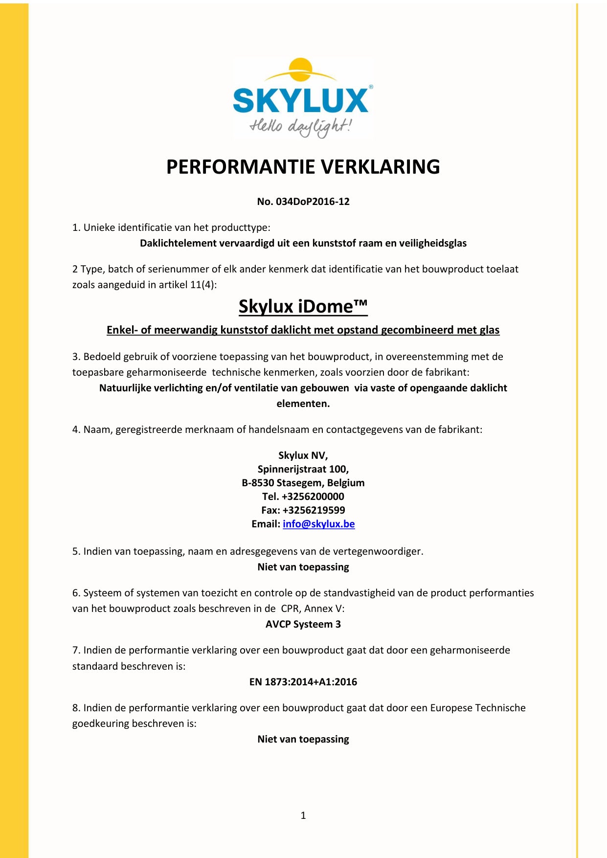 DOP (Declaration of Performance) - Skylux