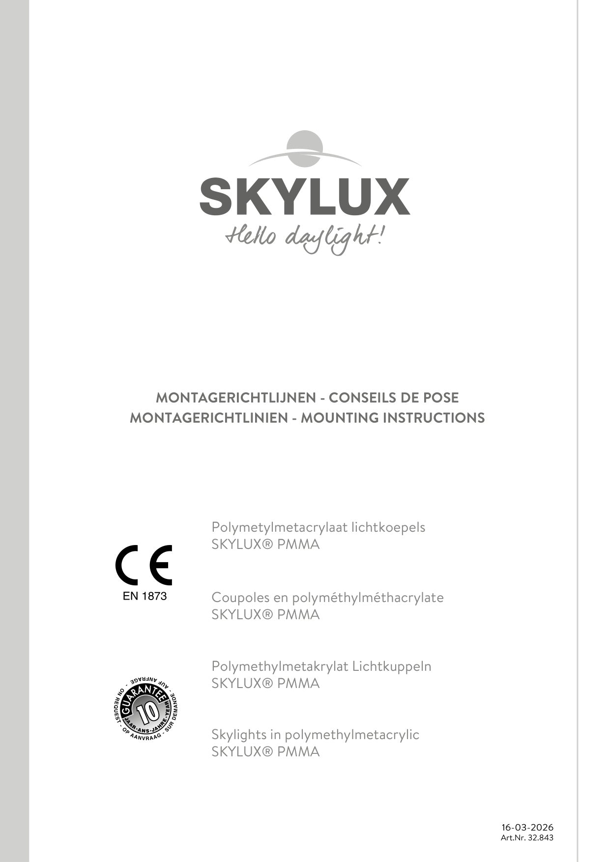 Montagehandleiding Lichtkoepel - Skylux