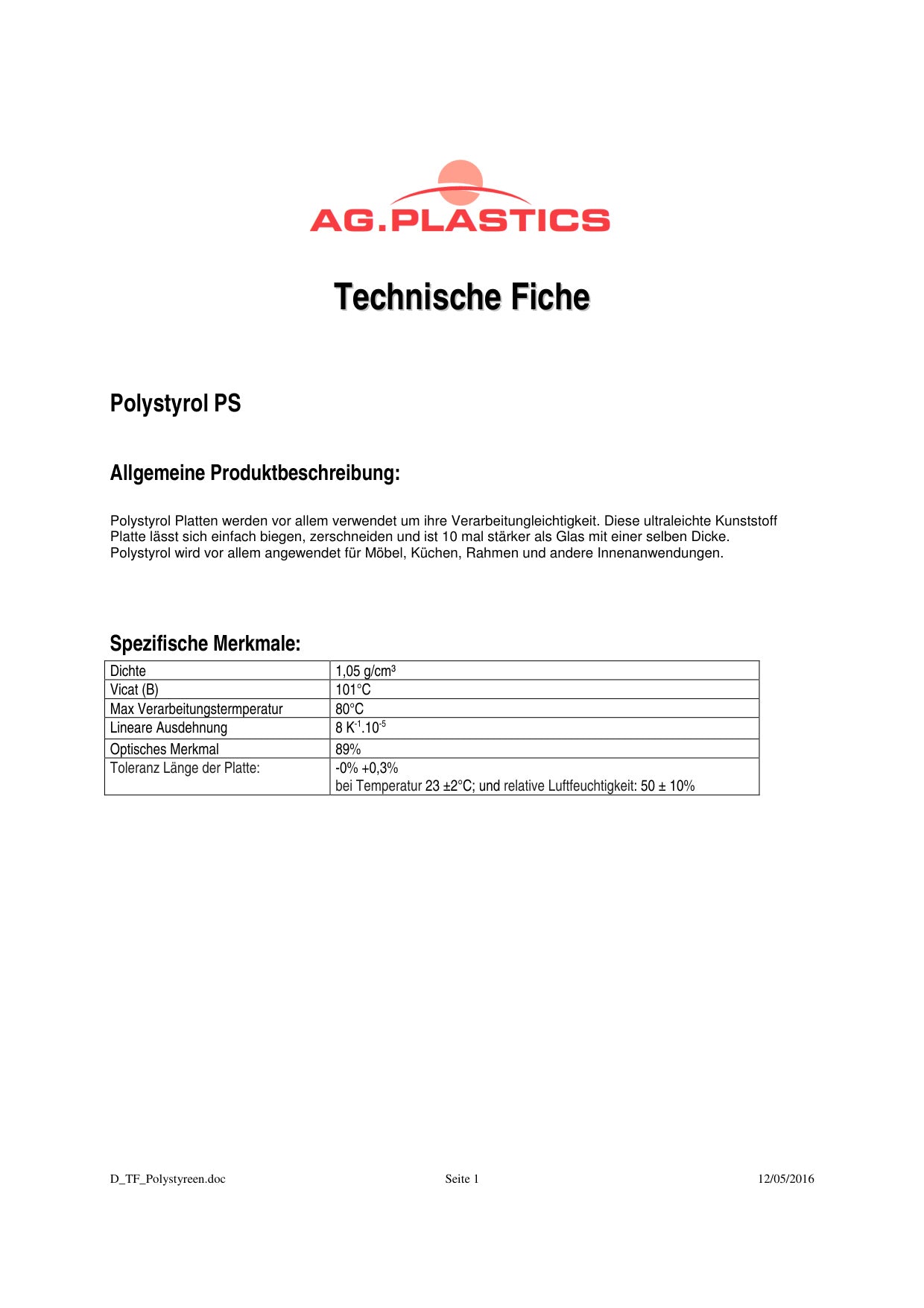 Technisch Dossier Kunststofplaten - Skylux