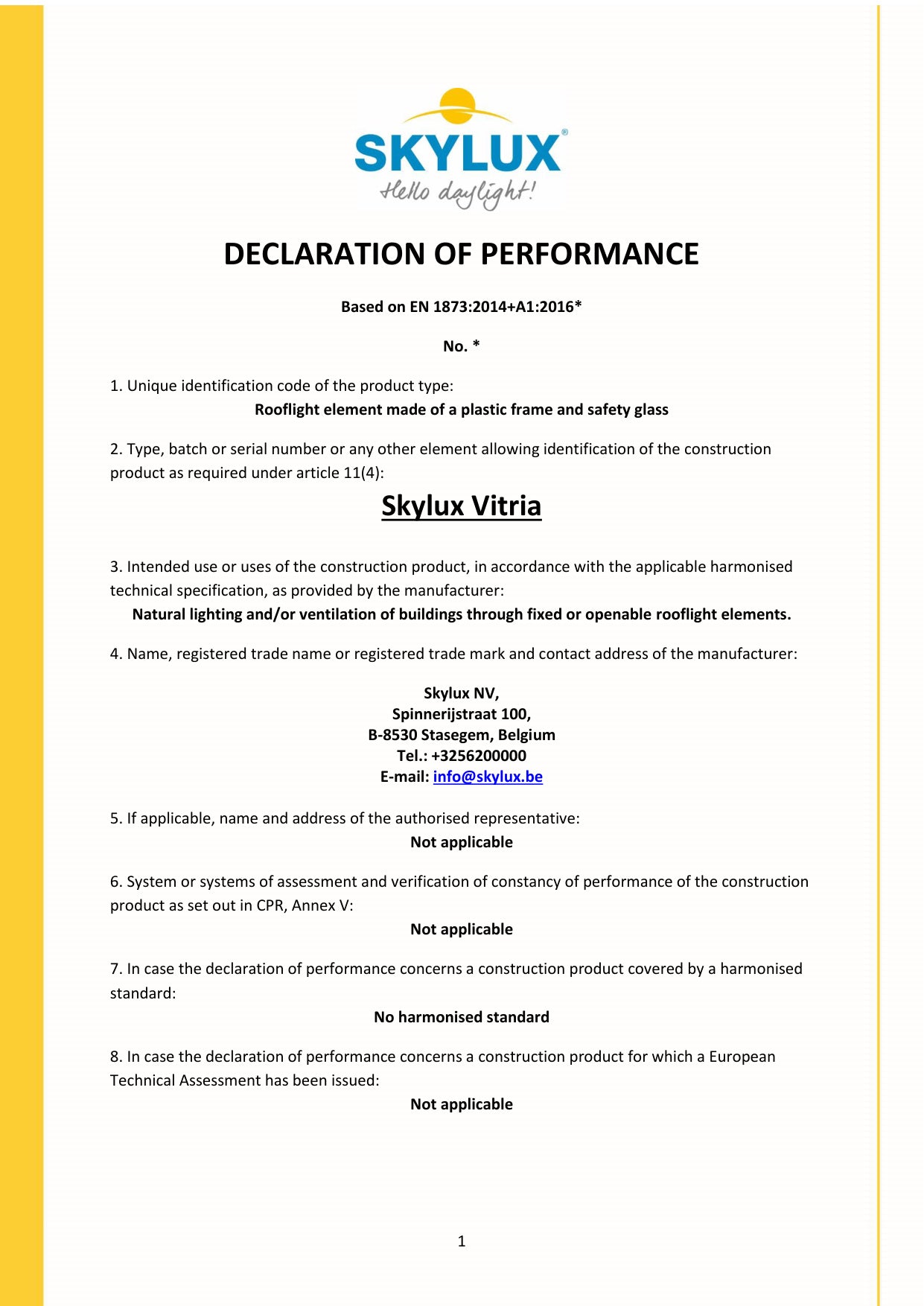 DOP (Declaration of Performance) - Skylux