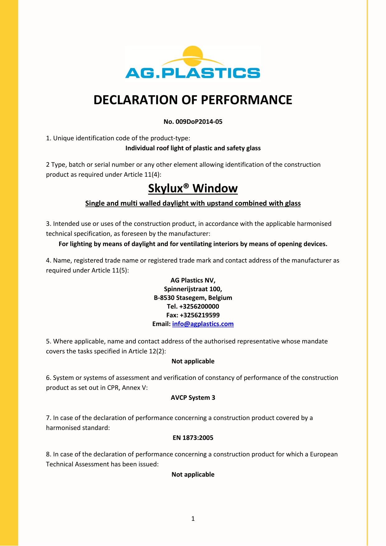 DOP (Declaration of Performance) - Skylux