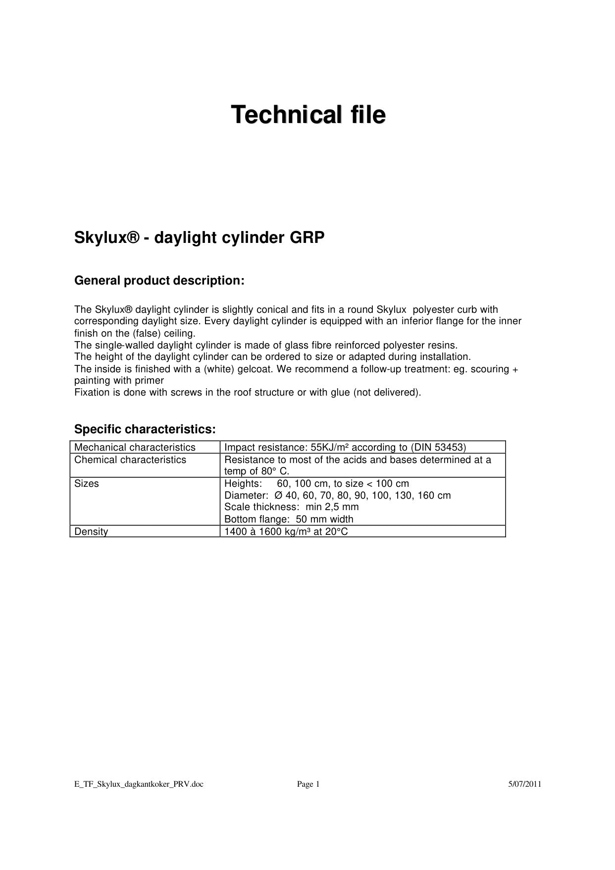 Technisch Dossier Dagkantkokers