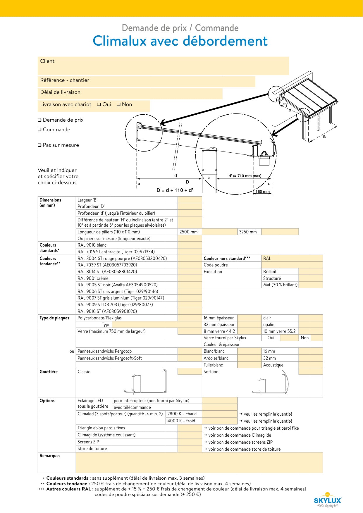 Bestelformulieren Verandaprofielen - Skylux