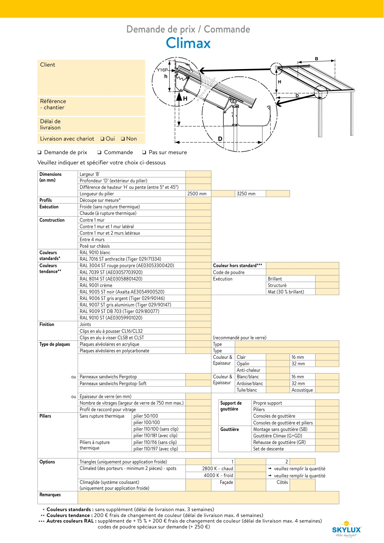 Bestelformulieren Verandaprofielen - Skylux
