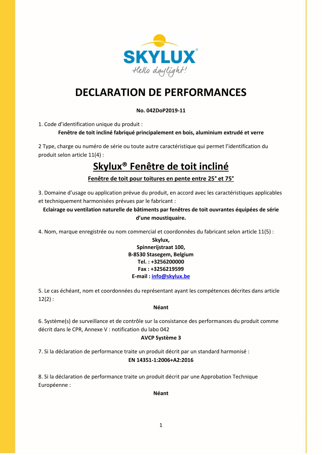 DOP (Declaration of Performance) - Skylux