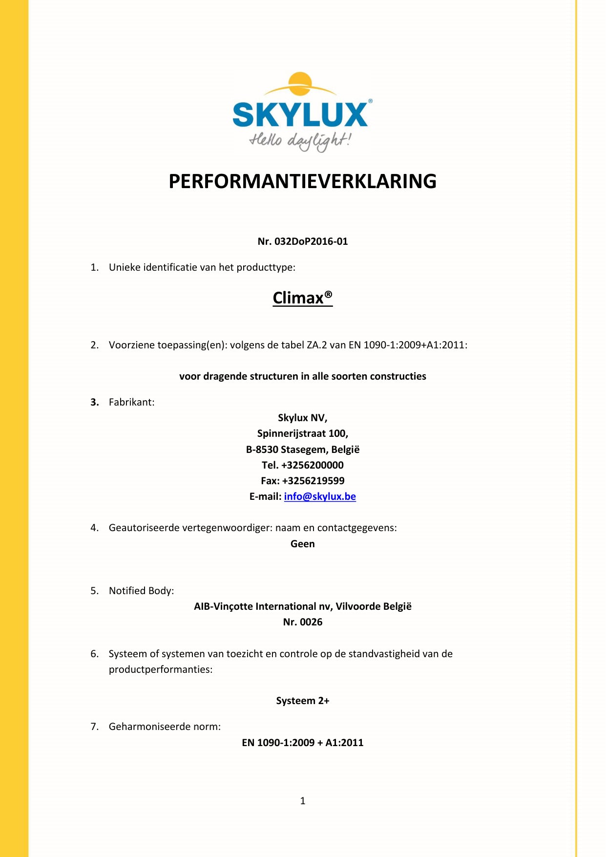 DOP (Declaration of Performance) - Skylux