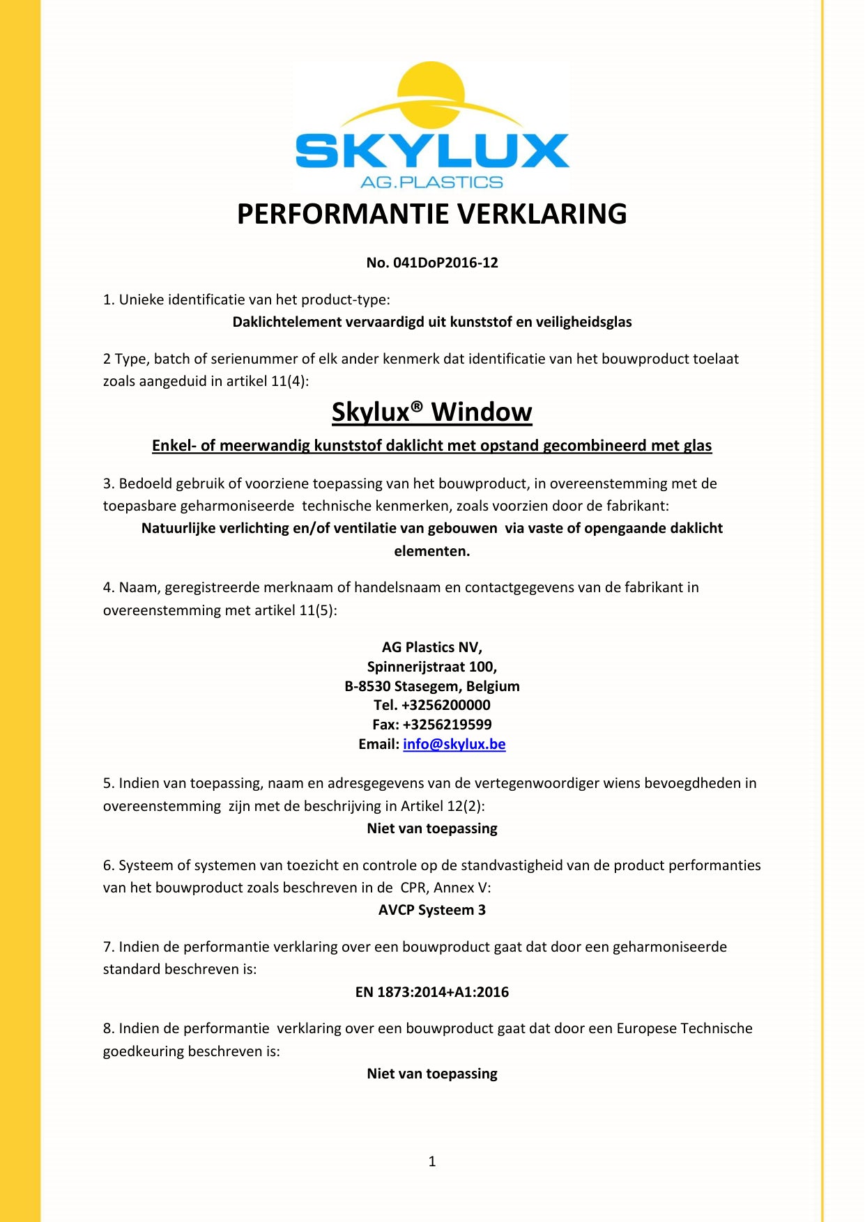 DOP (Declaration of Performance) - Skylux
