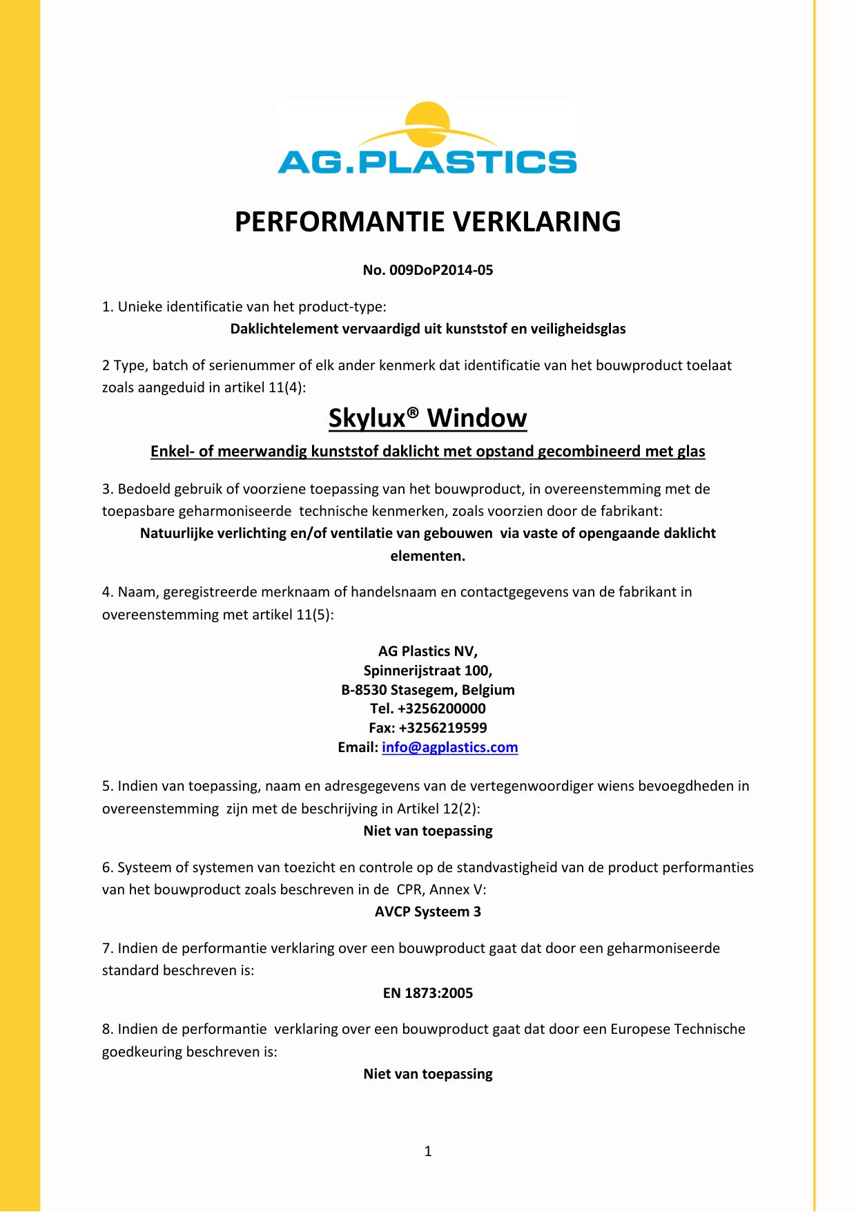 DOP (Declaration of Performance) - Skylux