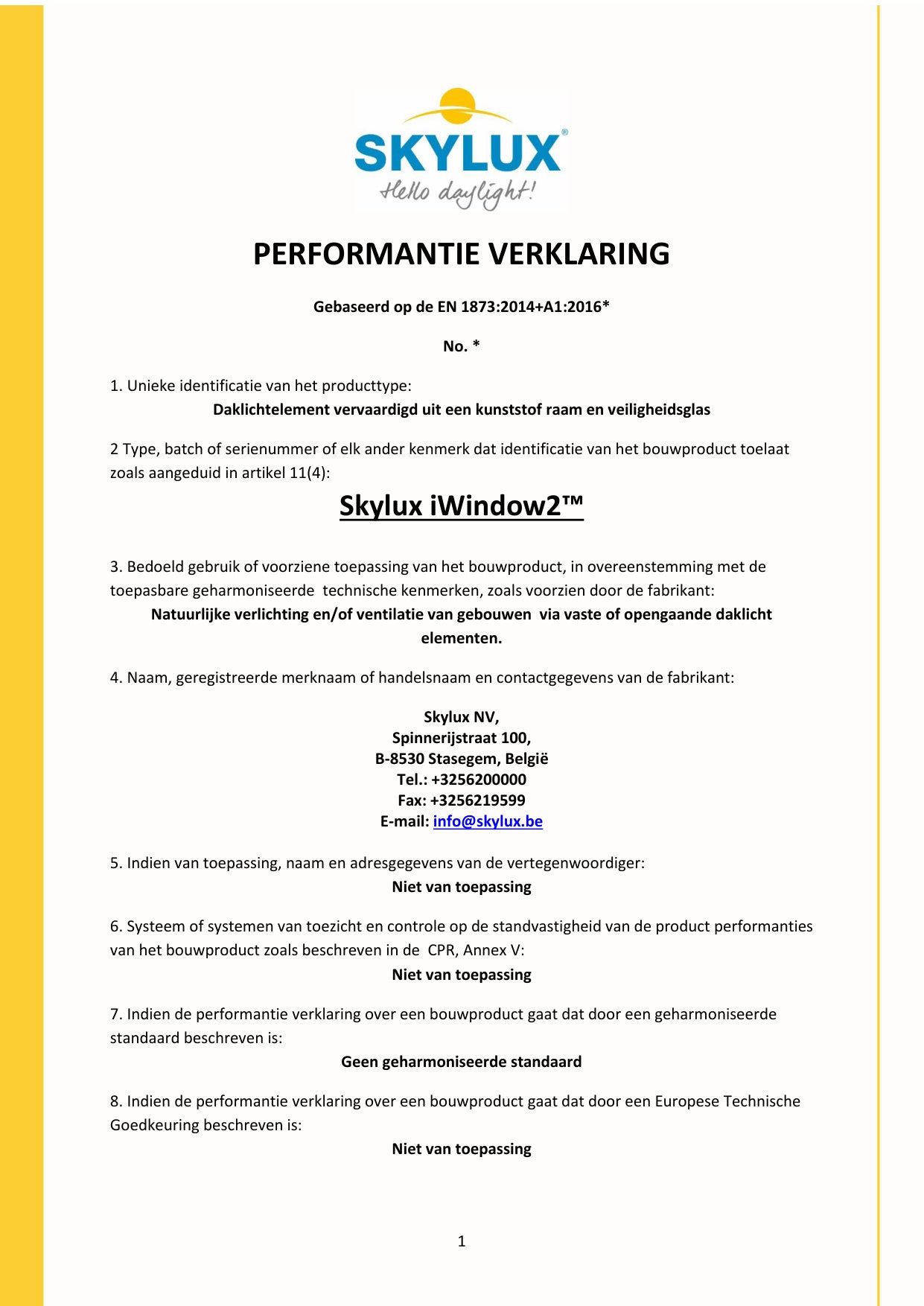 DOP (Declaration of Performance) - Skylux