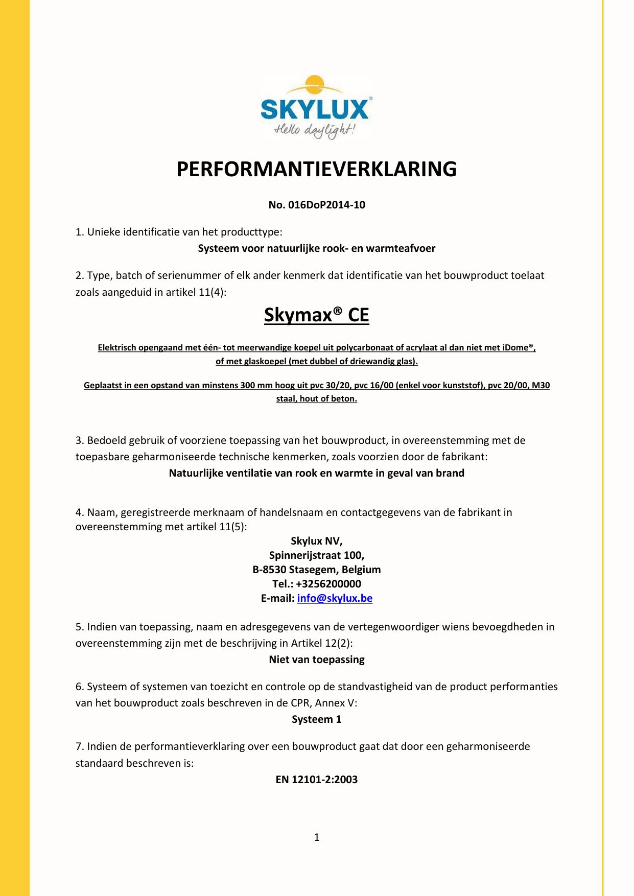 DOP (Declaration of Performance) - Skylux