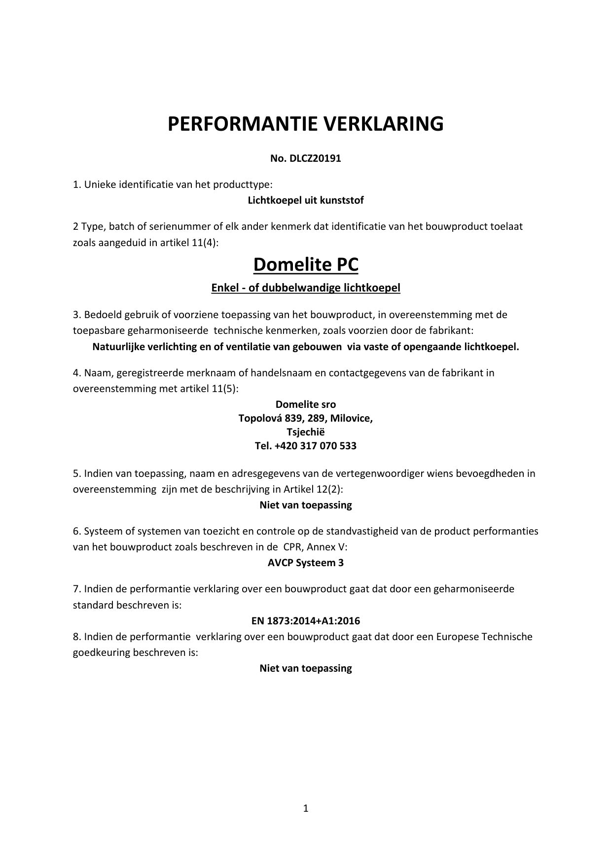 DOP (Declaration of Performance) - Skylux