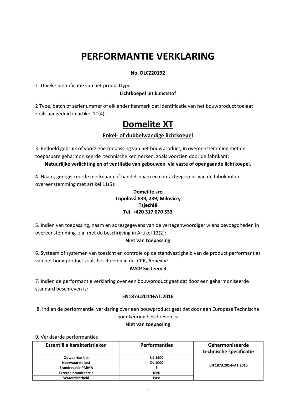 DOP (Declaration of Performance) - Skylux