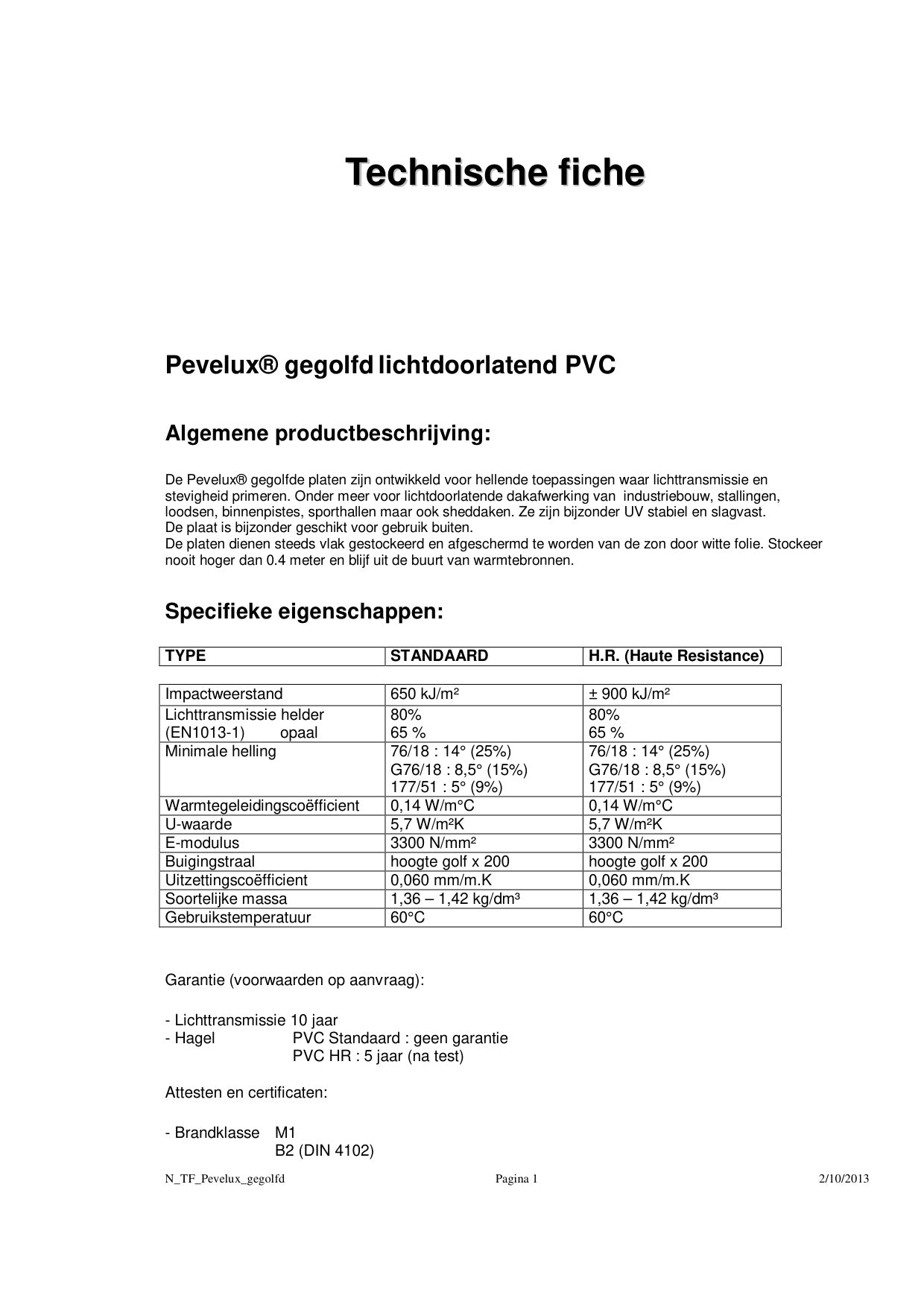 Technisch Dossier Kunststofplaten - Skylux