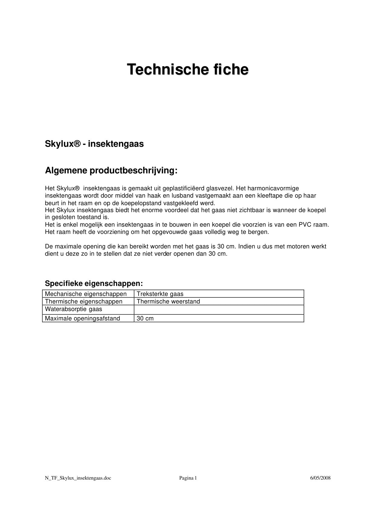 Technisch Dossier Toebehoren - Screens & Accessoires