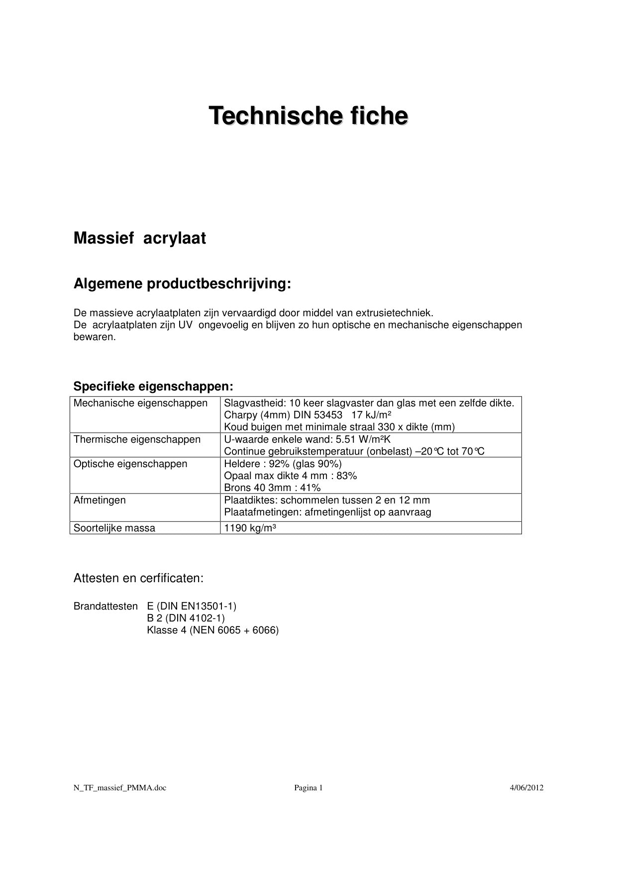 Technisch Dossier Kunststofplaten - Skylux