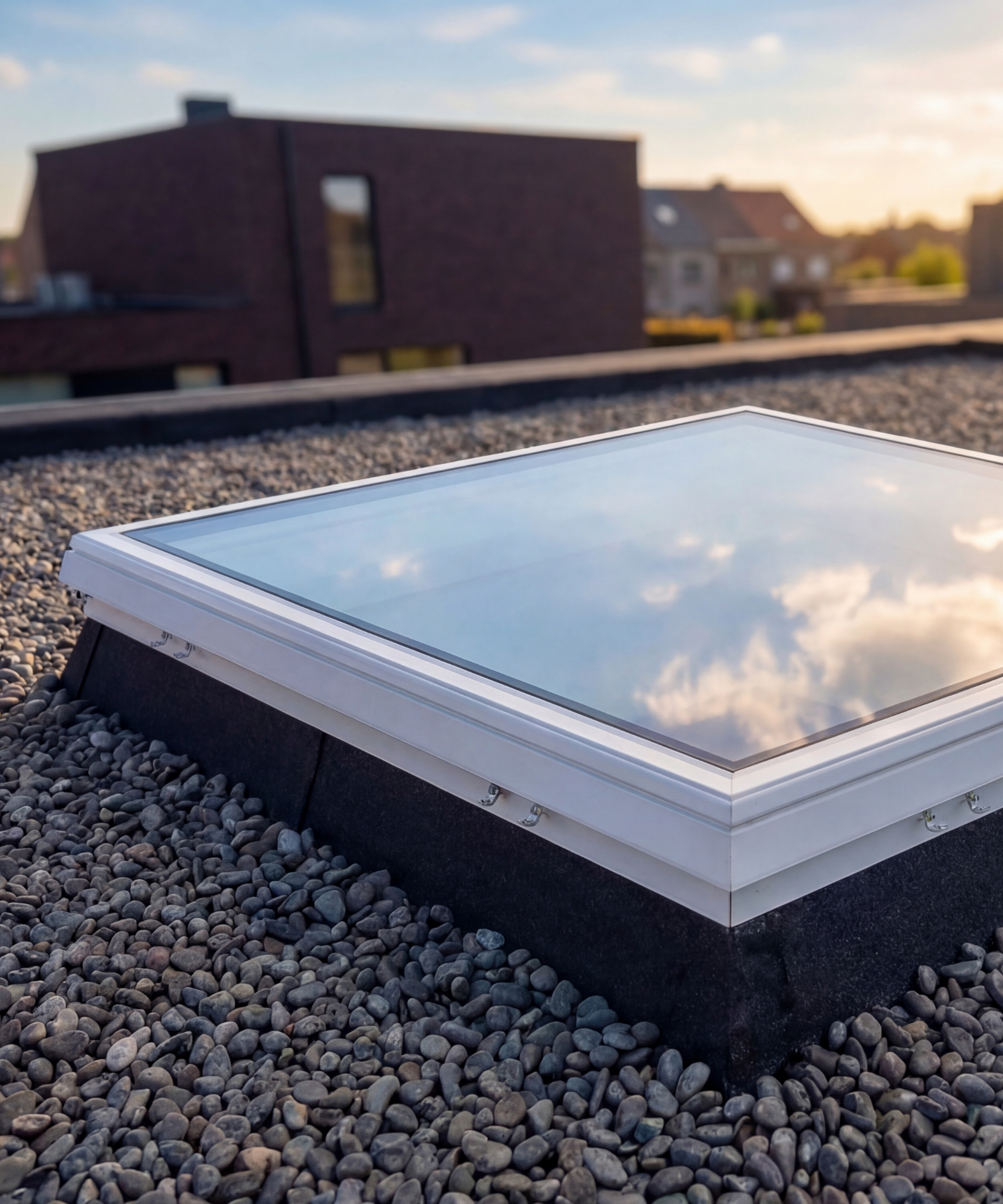 Skylux Vitria vast platdakraam op plat dak. Budgetvriendelijke renovatieoptie