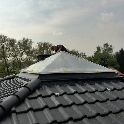 Skylux piramide polycarbonaat lichtkoepel dubbelwandig - pc helder / pmma opaal 1000 x 2000 mm